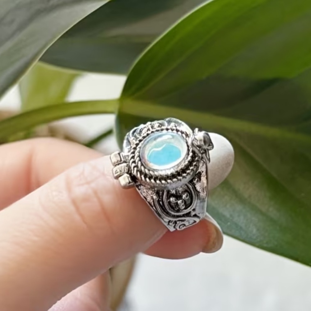 Silver Moonstone Poison Ring